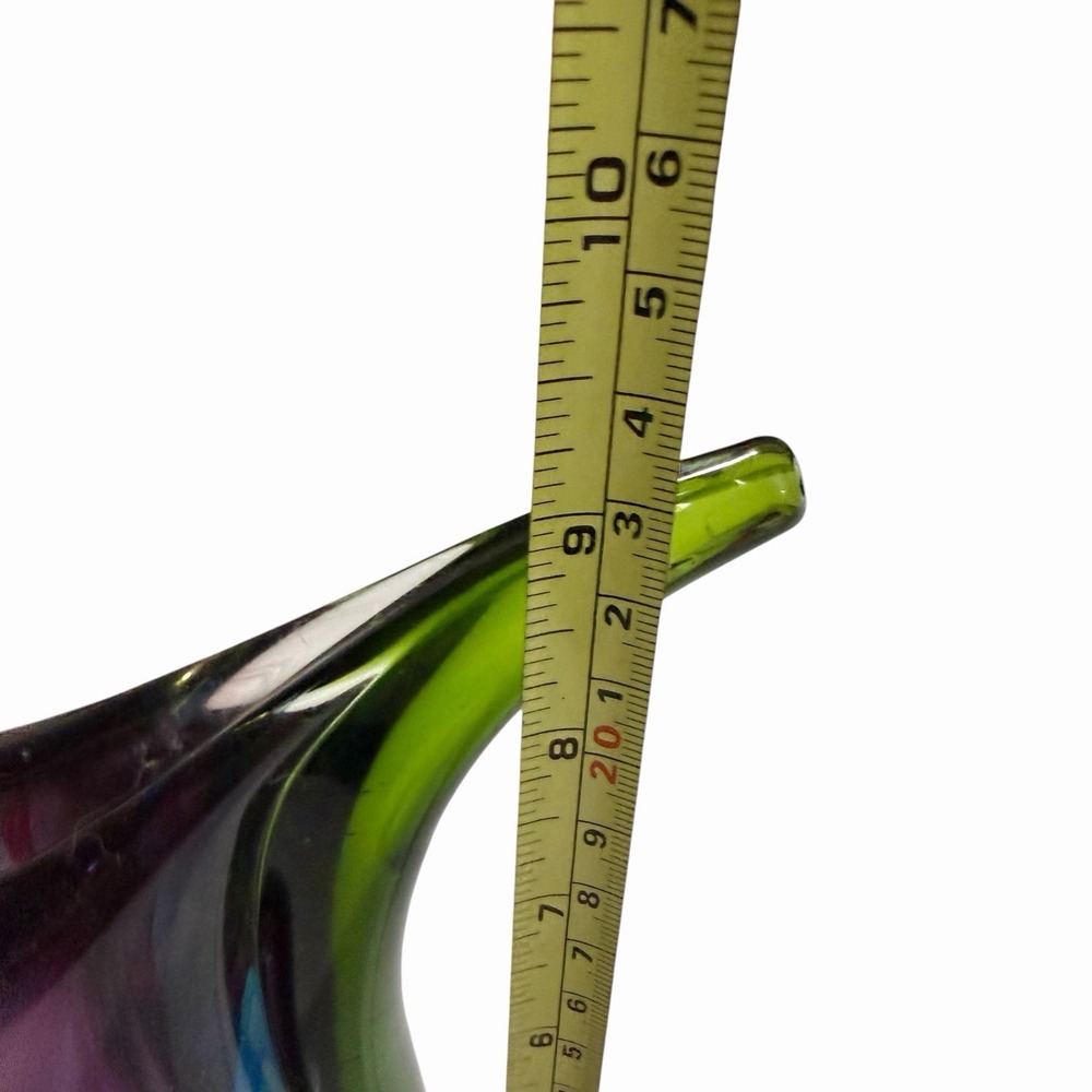 Vintage Murano Sommerso Art Glass Vase Purple Blue Green 9.5" Italian MCM - Picture 7 of 7
